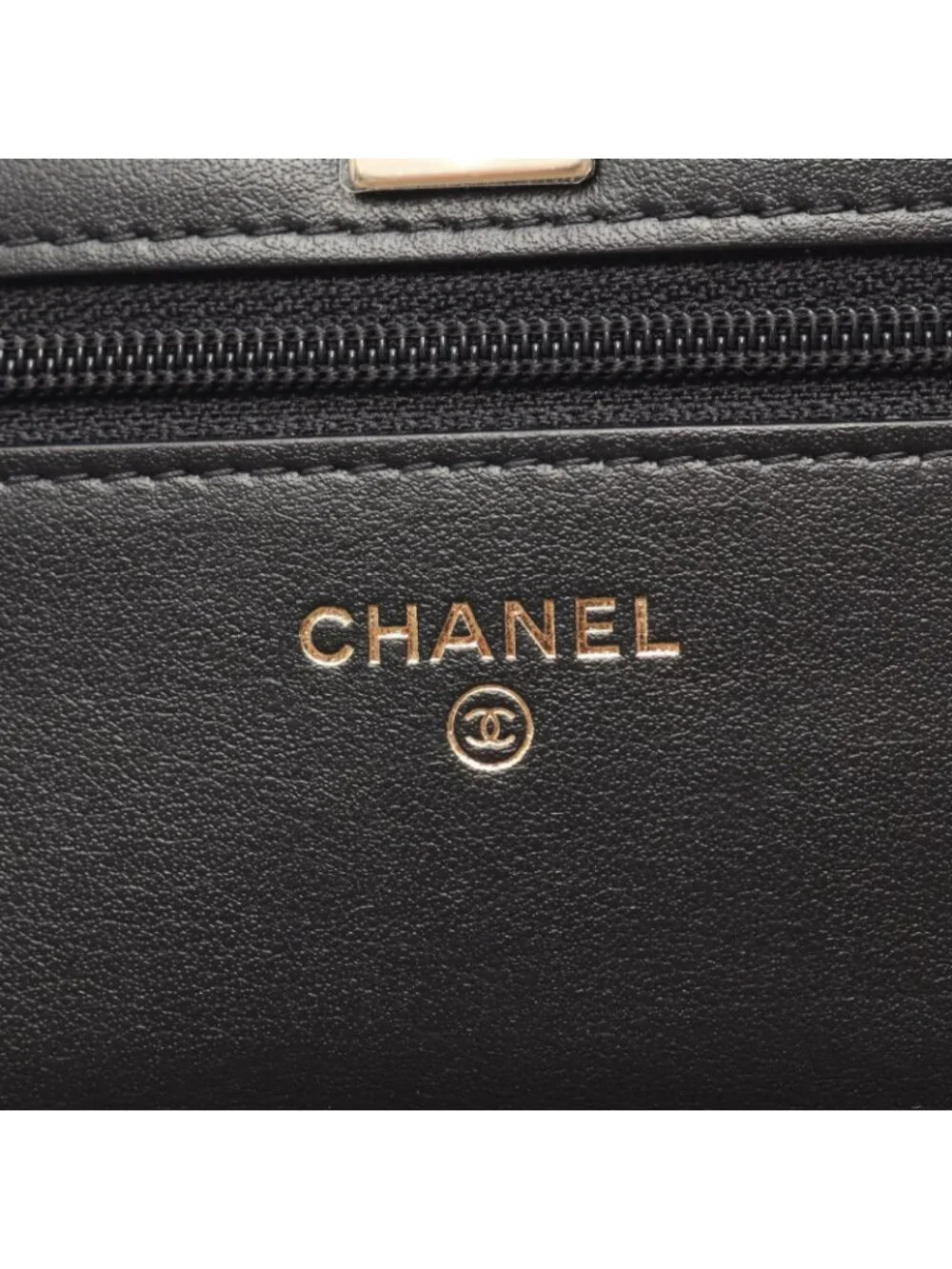 Chanel Shoulder Bag Quilted Rhinestone Black Fabric Chain Wallet